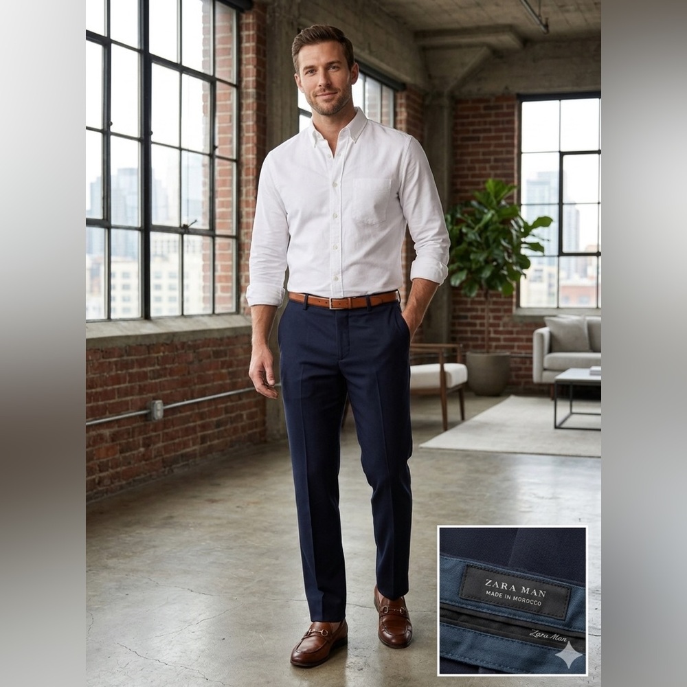 Zara Man Navy Dress Pants